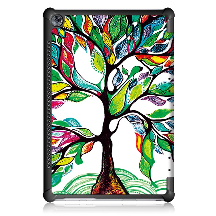 Pattern Printing Leather Case with Tri-fold Stand for Huawei MediaPad M5 10 / M5 10 (Pro) - Colorized Tree-3
