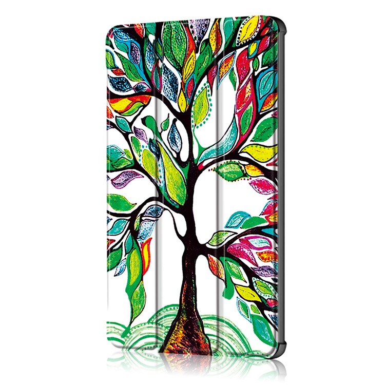 Pattern Printing Leather Case with Tri-fold Stand for Huawei MediaPad M5 10 / M5 10 (Pro) - Colorized Tree-4