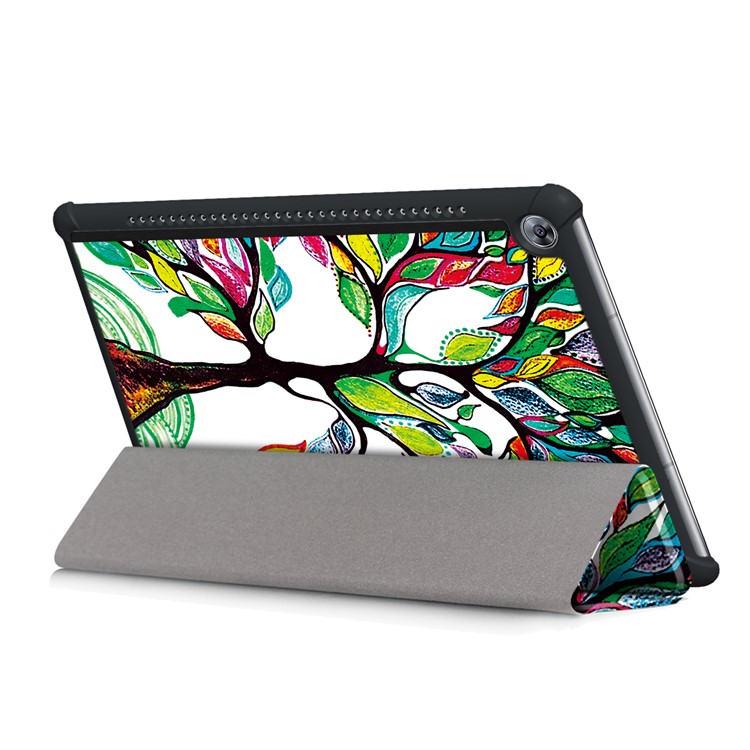 Pattern Printing Leather Case with Tri-fold Stand for Huawei MediaPad M5 10 / M5 10 (Pro) - Colorized Tree-7