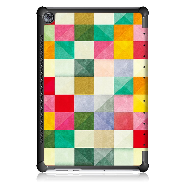 Pattern Printing Leather Cover with Tri-fold Stand for Huawei MediaPad M5 10 / M5 10 (Pro) - Square Pattern-3
