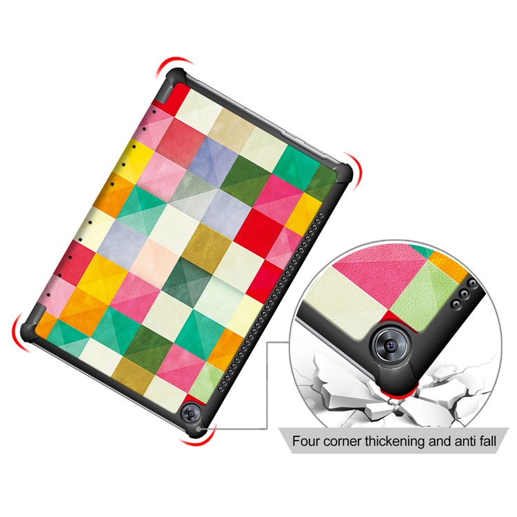 Pattern Printing Leather Cover with Tri-fold Stand for Huawei MediaPad M5 10 / M5 10 (Pro) - Square Pattern-5