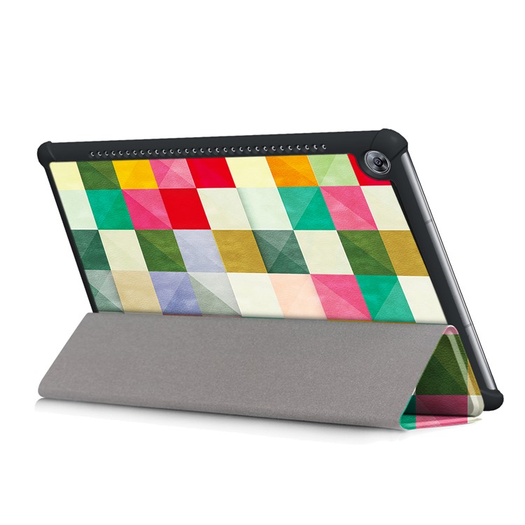 Pattern Printing Leather Cover with Tri-fold Stand for Huawei MediaPad M5 10 / M5 10 (Pro) - Square Pattern-7