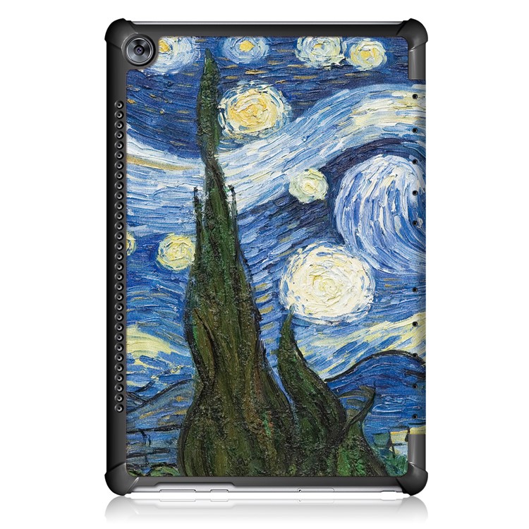 Pattern Printing Leather Case Cover with Tri-fold Stand for Huawei MediaPad M5 10 / M5 10 (Pro) - Oil Painting-3