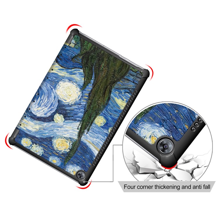 Pattern Printing Leather Case Cover with Tri-fold Stand for Huawei MediaPad M5 10 / M5 10 (Pro) - Oil Painting-5