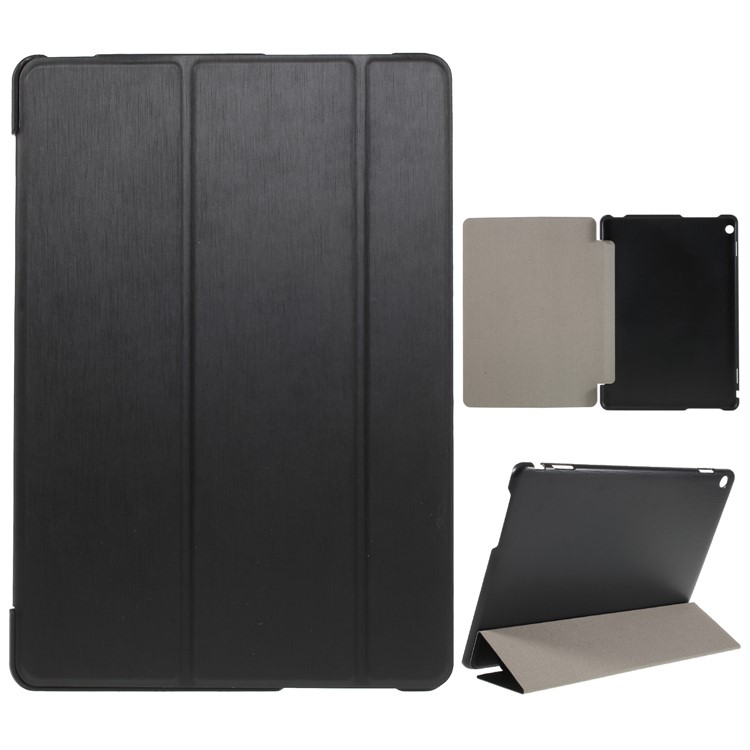 Tri-fold Stand Leather Smart Case Cover for Huawei MediaPad M3 Lite 10 BAH-W09/AL00 - Black-1