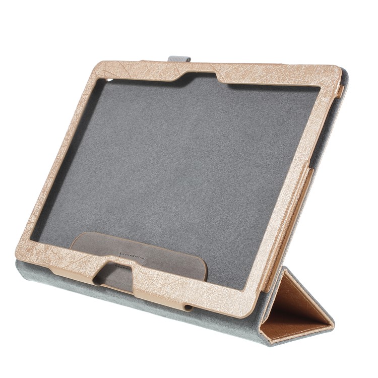 Lines Texture Stand Smart Leather Case Cover for Huawei MediaPad M3 Lite 10 BAH-W09/AL00 - Gold-3