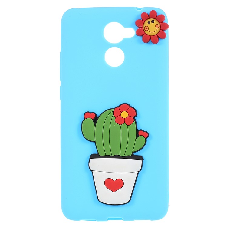 3D Cartoon Pattern Soft TPU Mobile Phone Case Accessory for Huawei Y7 Prime / Enjoy 7 Plus - Cactus-1