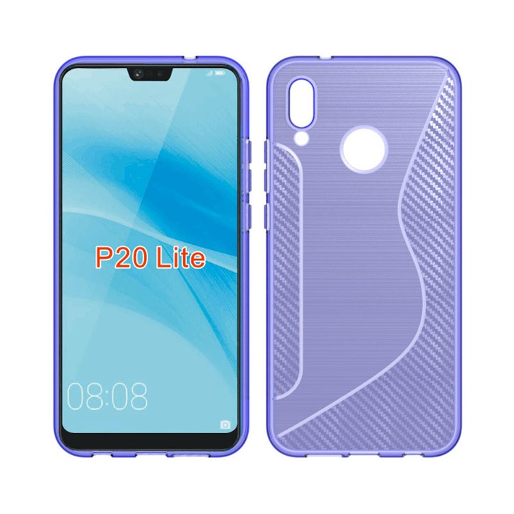 Carbon Fiber Brushed S Shape TPU Protective Shell for Huawei P20 Lite/Nova 3e - Purple-1