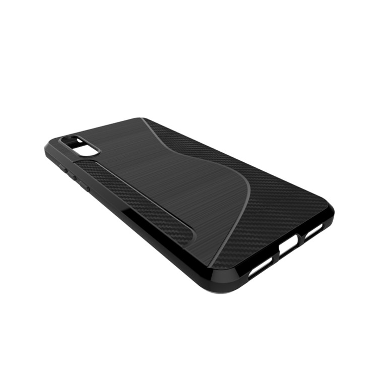 Carbon Fiber Brushed S Shape TPU Phone Cover for Huawei P20 - Black-2