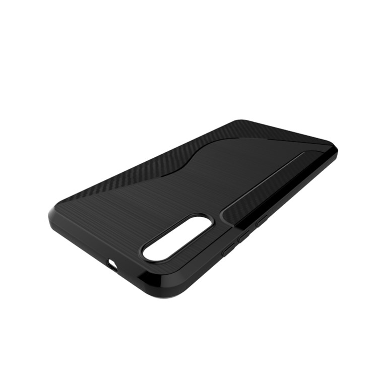 Carbon Fiber Brushed S Shape TPU Phone Cover for Huawei P20 - Black-3