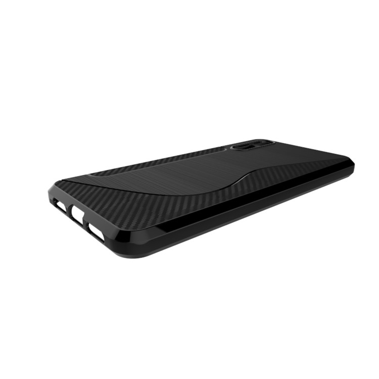 Carbon Fiber Brushed S Shape TPU Phone Cover for Huawei P20 - Black-4