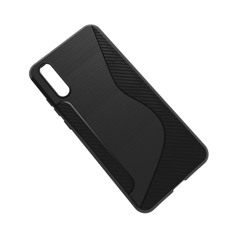 Carbon Fiber Brushed S Shape TPU Phone Cover for Huawei P20 - Black-5