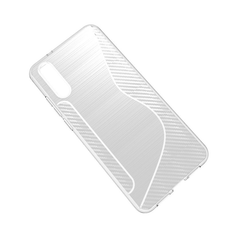 Carbon Fiber Brushed S Shape TPU Phone Back Case for Huawei P20 - Transparent-1