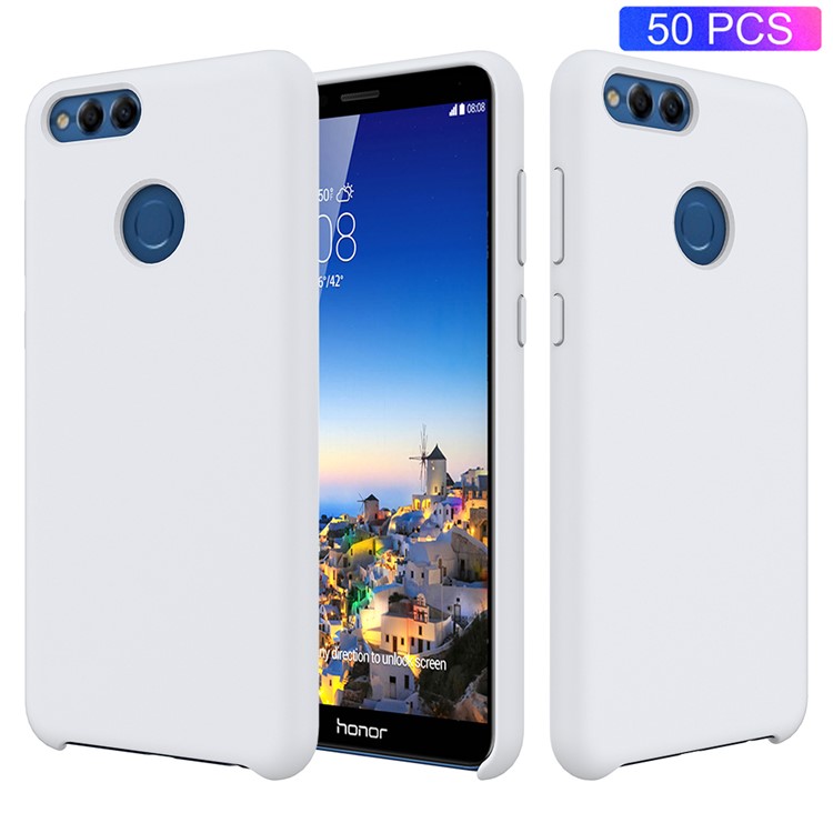 50Pcs/Set Liquid Silicone Back Cover for Huawei Honor 7X - White-1