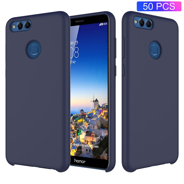 50Pcs/Set Liquid Silicone Cell Phone Case for Huawei Honor 7X - Dark Blue-1
