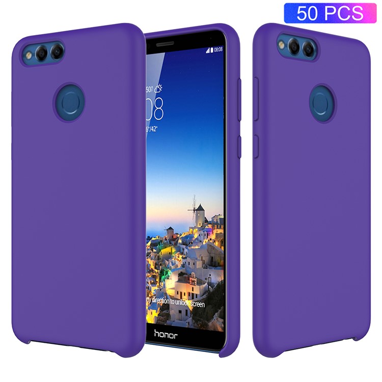 50Pcs/Set Liquid Silicone Protective Case for Huawei Honor 7X - Purple-1