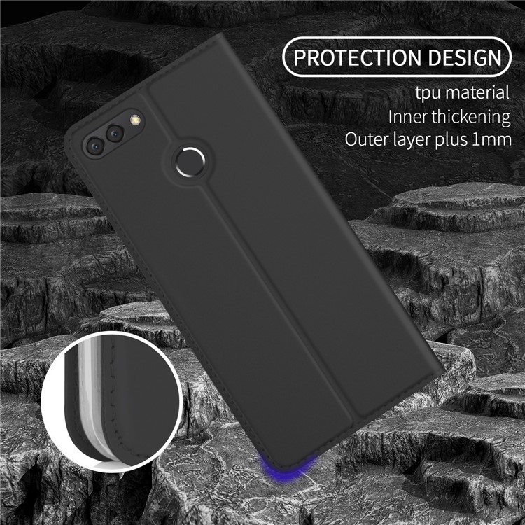 Auto-absorbed Leather Card Holder Case with Stand for Huawei Y9 (2018) - Black-6
