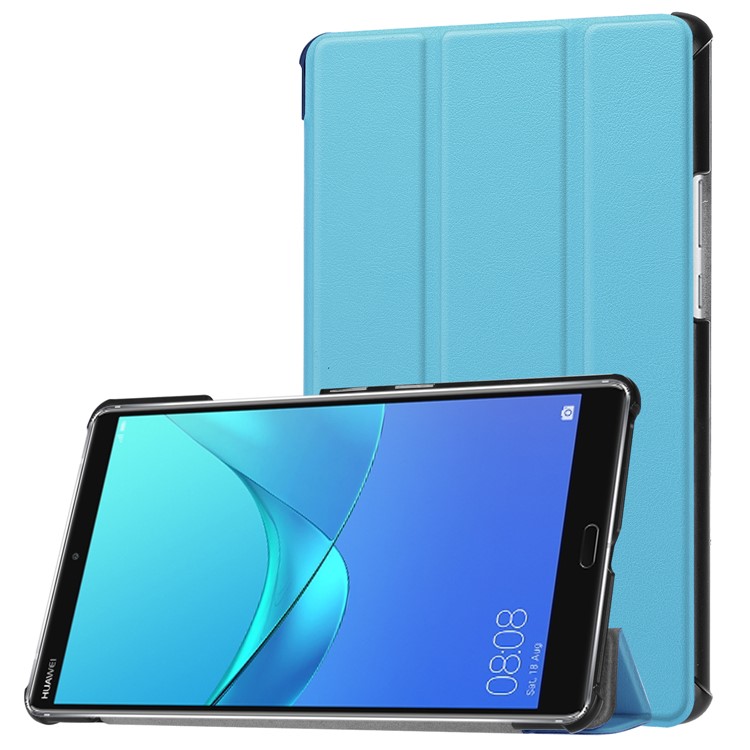Tri-fold Leather Protection Cover Shell with Stand for Huawei MediaPad M5 8 - Baby Blue-1