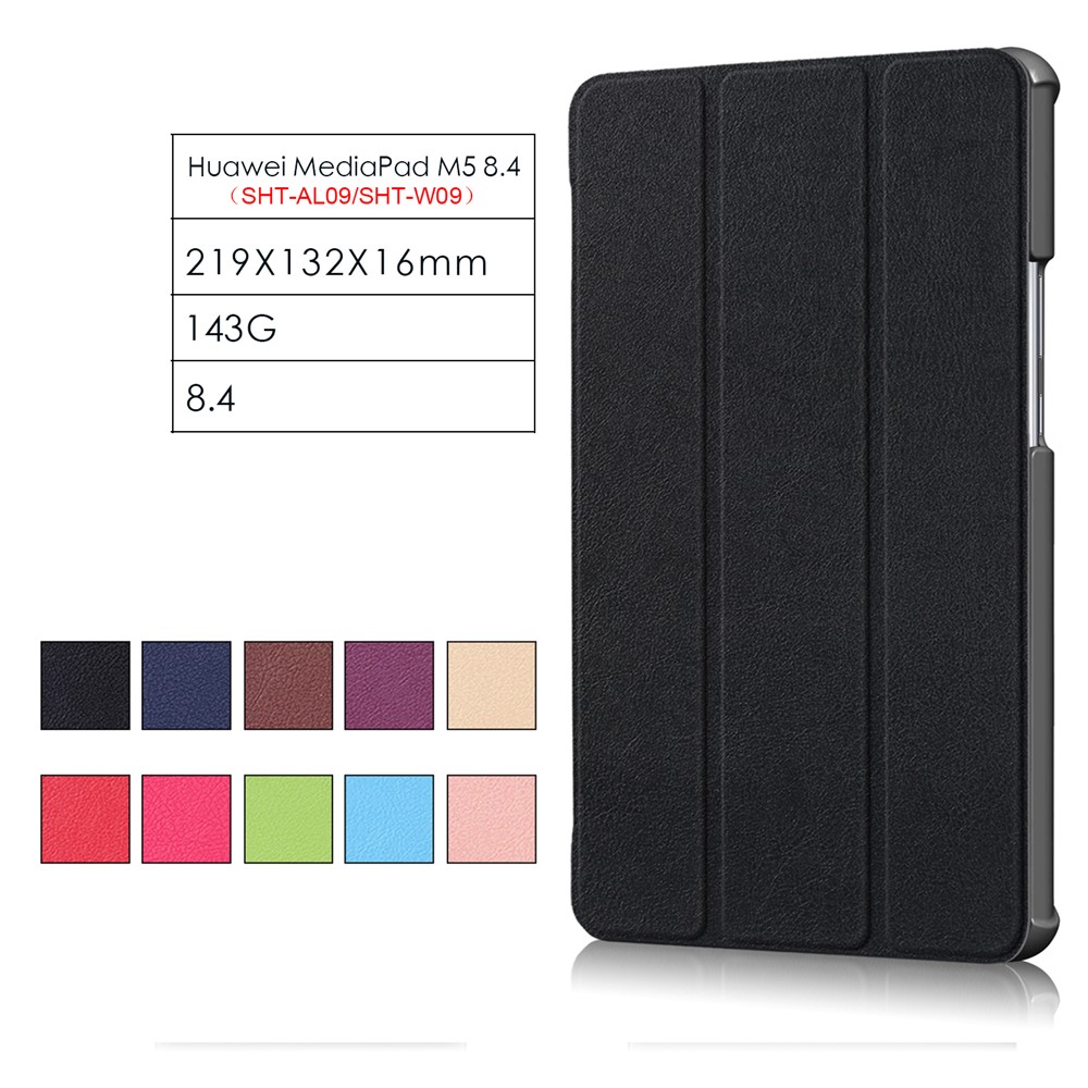 Tri-fold Stand Tablette En Cuir Intelligente Pour Huawei Mediapad M5 8 - Noir-13