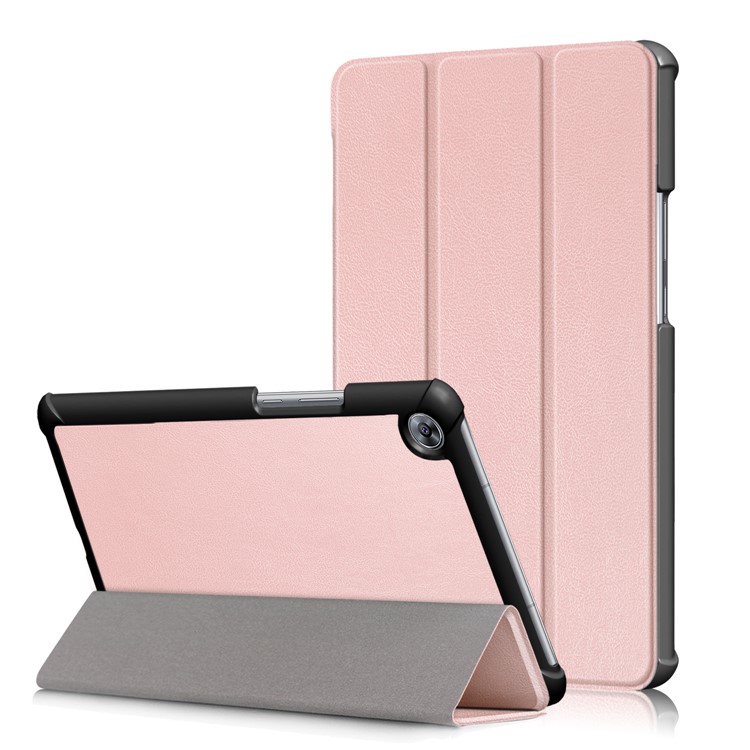 Tri-fold Stand Leather Tablet Smart Flip Casing for Huawei MediaPad M5 8 - Rose Gold-1