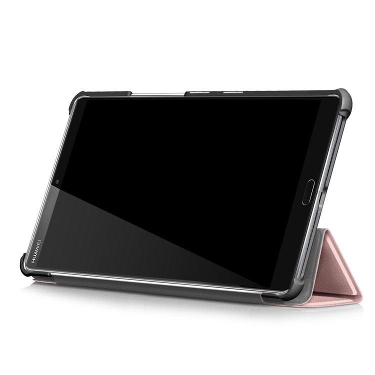 Tri-fold Stand Leather Tablet Smart Flip Casing for Huawei MediaPad M5 8 - Rose Gold-6