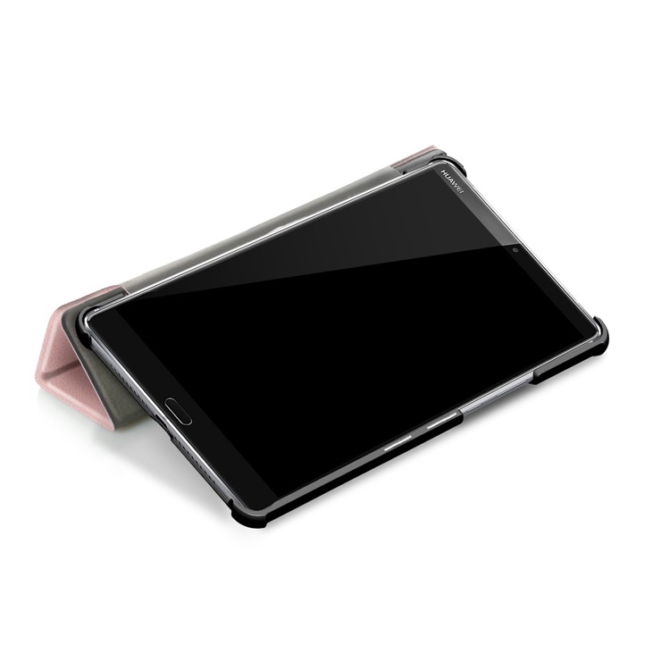Tri-fold Stand Leather Tablet Smart Flip Casing for Huawei MediaPad M5 8 - Rose Gold-8
