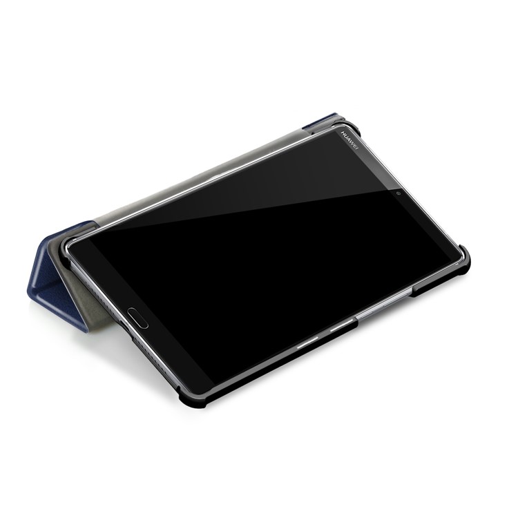 Tri-fold Stand Flip Leather Tablet Smart Protective Shell for Huawei MediaPad M5 8 - Dark Blue-8