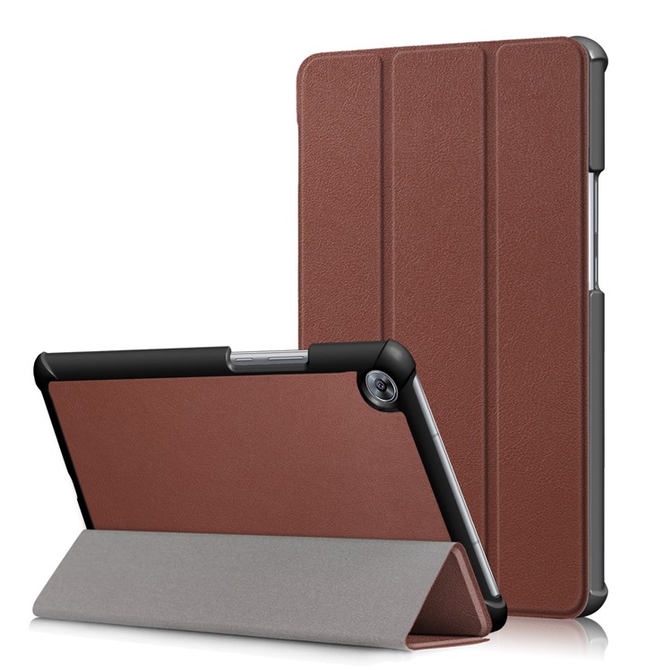 Tri-fold Stand Flip Leather Smart Protection Case for Huawei MediaPad M5 8 - Brown-1
