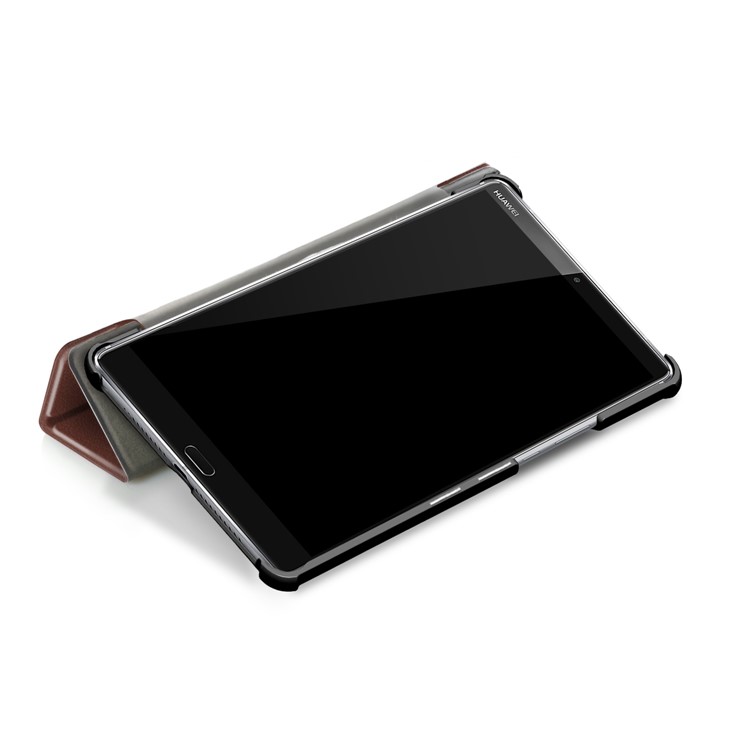 Tri-fold Stand Flip Leather Smart Protection Case for Huawei MediaPad M5 8 - Brown-8