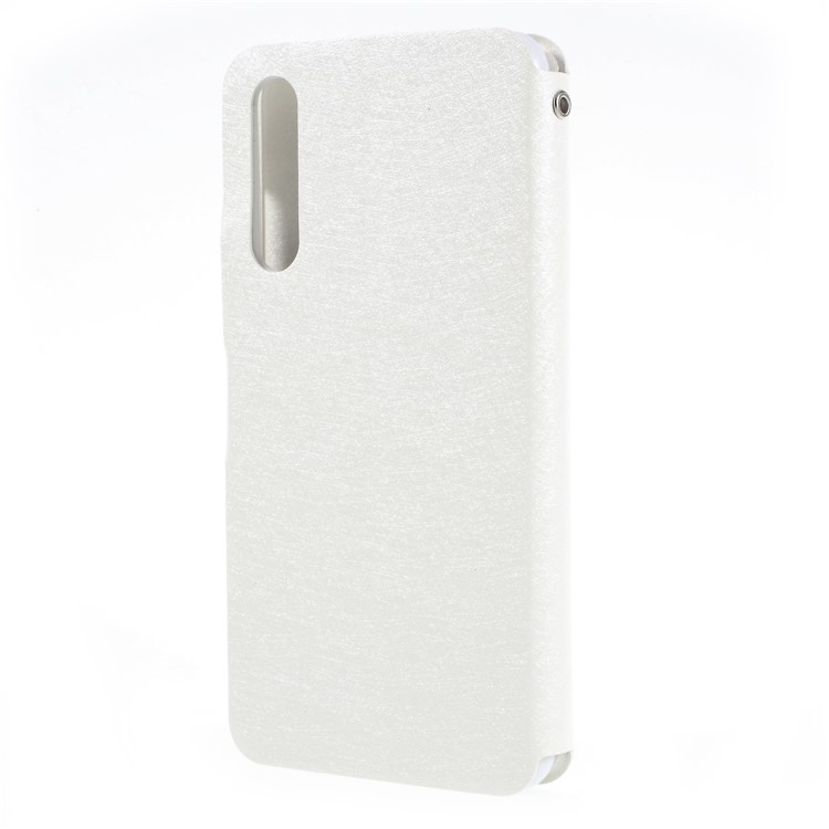 Rhinestone Decor Silk Texture Leather Card Holder Stand Case for Huawei P20 Pro - White-2