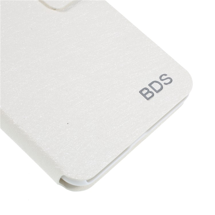 Rhinestone Decor Silk Texture Leather Card Holder Stand Case for Huawei P20 Pro - White-4