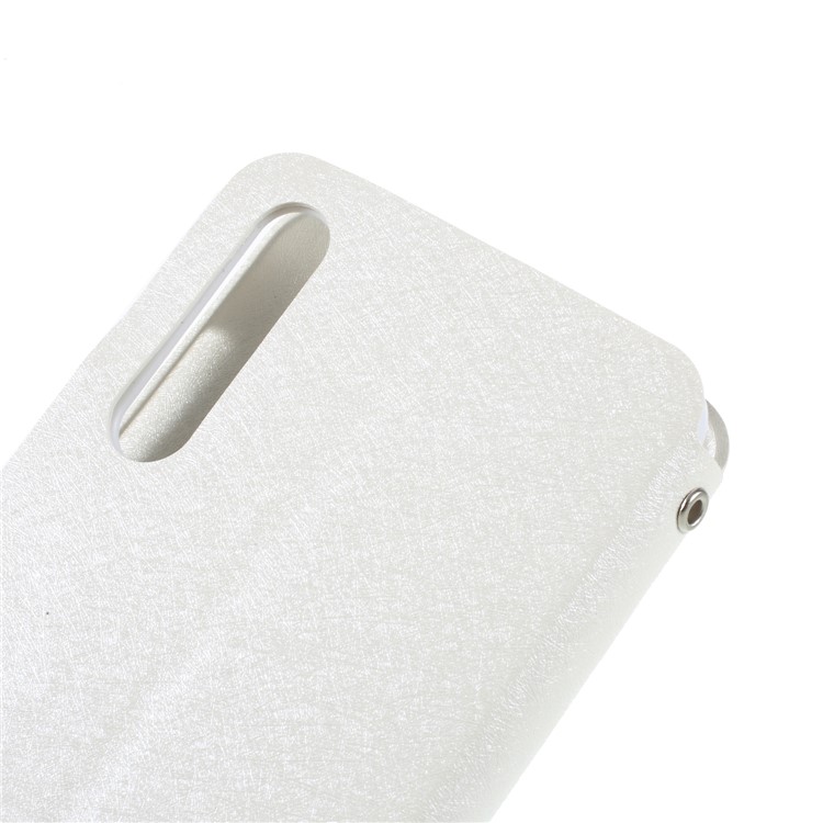 Rhinestone Decor Silk Texture Leather Card Holder Stand Case for Huawei P20 Pro - White-5