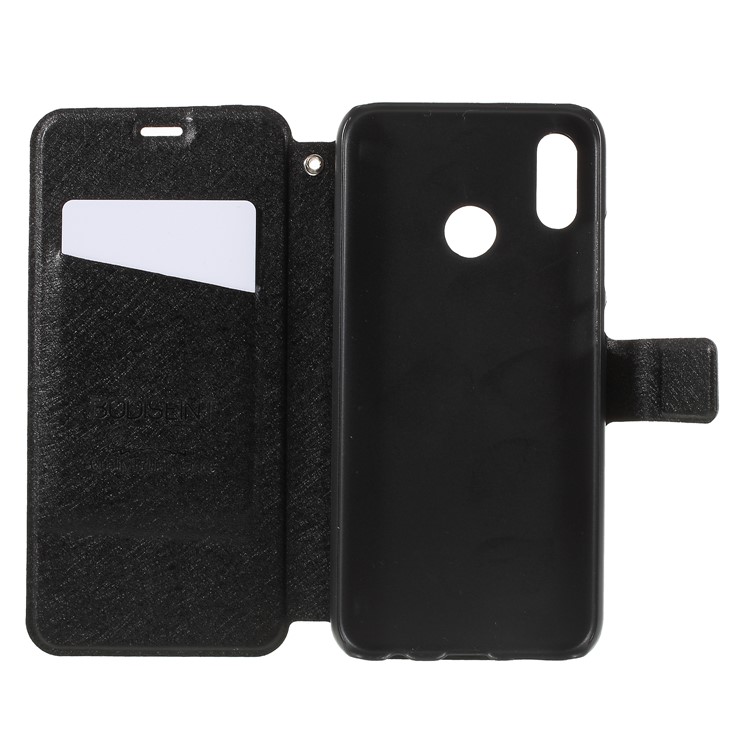 Silk Texture Card Holder Stand Leather Case for Huawei P20 Lite / Nova 3e - Black-10