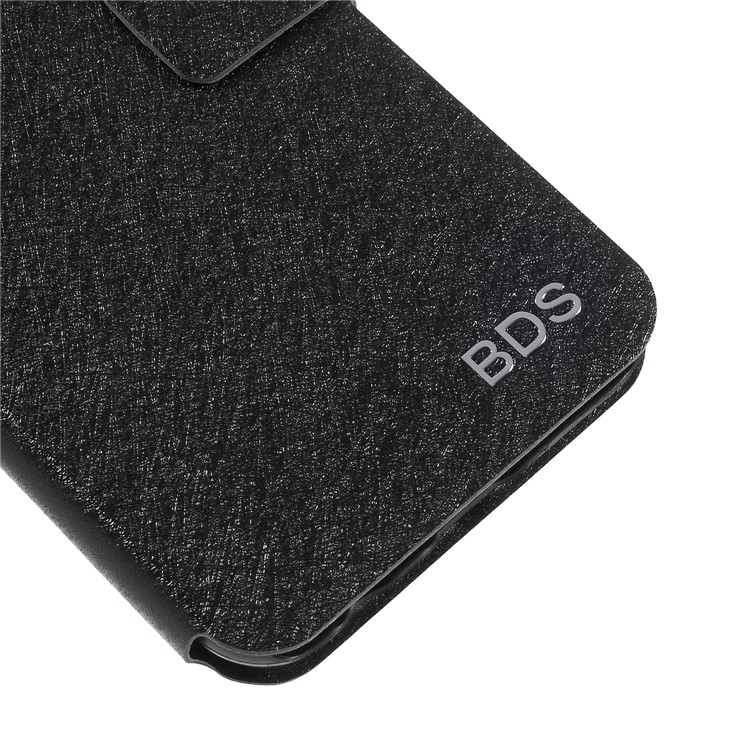 Silk Texture Card Holder Stand Leather Case for Huawei P20 Lite / Nova 3e - Black-4