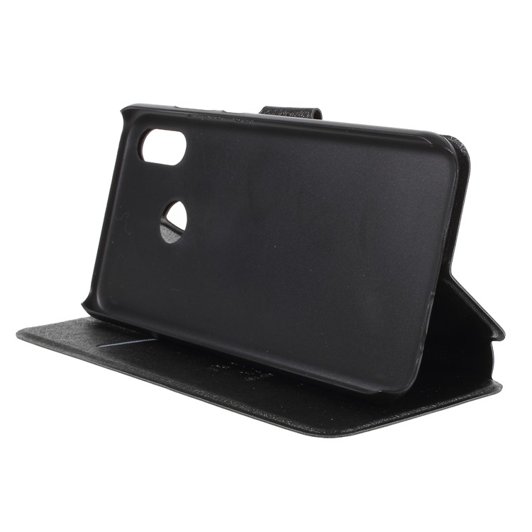 Silk Texture Card Holder Stand Leather Case for Huawei P20 Lite / Nova 3e - Black-8