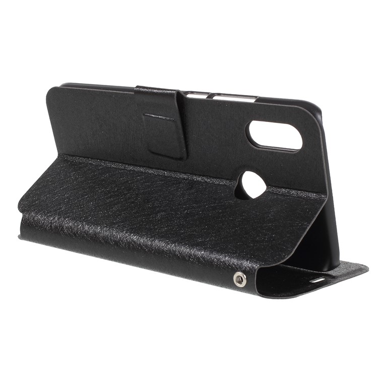 Silk Texture Card Holder Stand Leather Case for Huawei P20 Lite / Nova 3e - Black-9