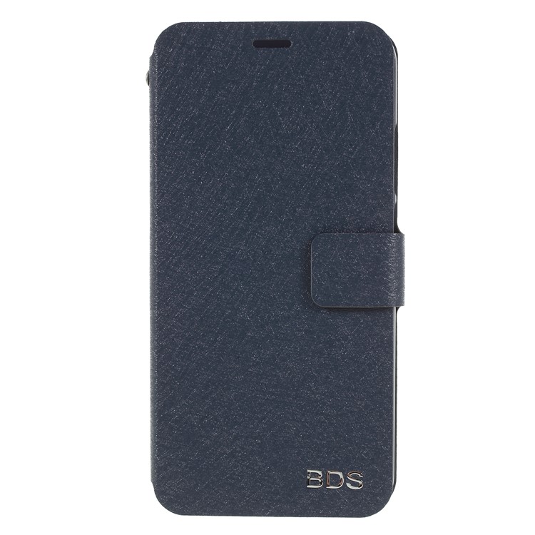 Silk Texture Card Holder Stand Leather Mobile Phone Cover Shell for Huawei P20 Lite / Nova 3e - Dark Blue-1