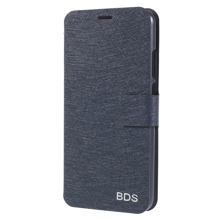 Silk Texture Card Holder Stand Leather Mobile Phone Cover Shell for Huawei P20 Lite / Nova 3e - Dark Blue-2