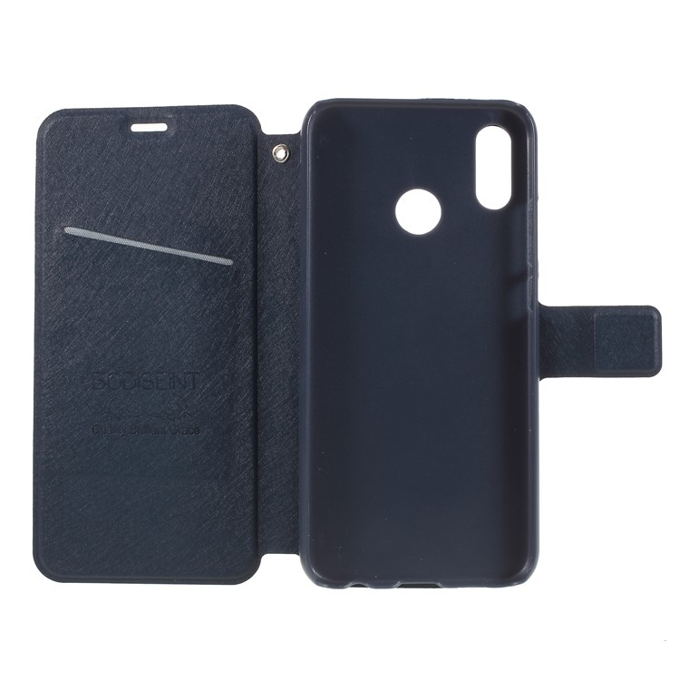Silk Texture Card Holder Stand Leather Mobile Phone Cover Shell for Huawei P20 Lite / Nova 3e - Dark Blue-6