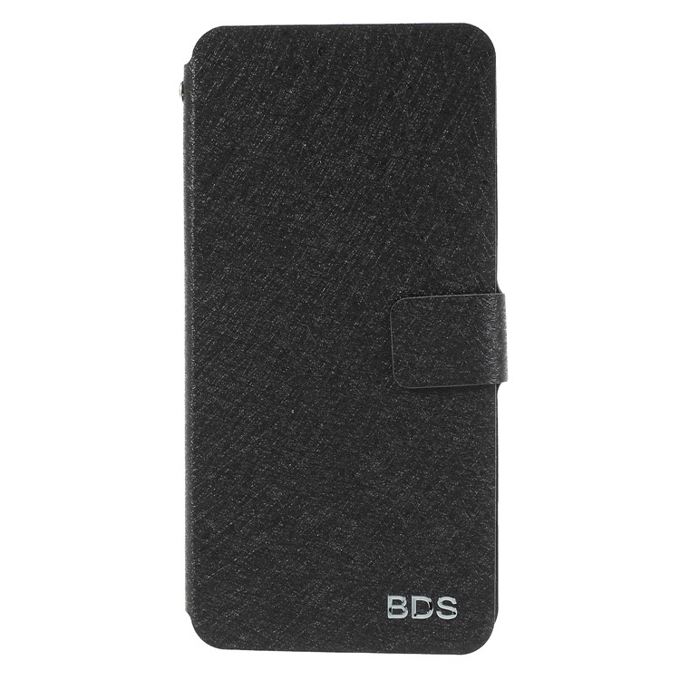 Silk Texture Card Holder Leather Flip Stand Phone Case for Huawei P20 - Black-3