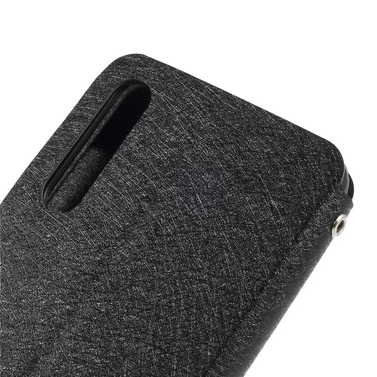 Silk Texture Card Holder Leather Flip Stand Phone Case for Huawei P20 - Black-5
