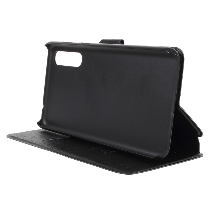 Silk Texture Card Holder Leather Flip Stand Phone Case for Huawei P20 - Black-8