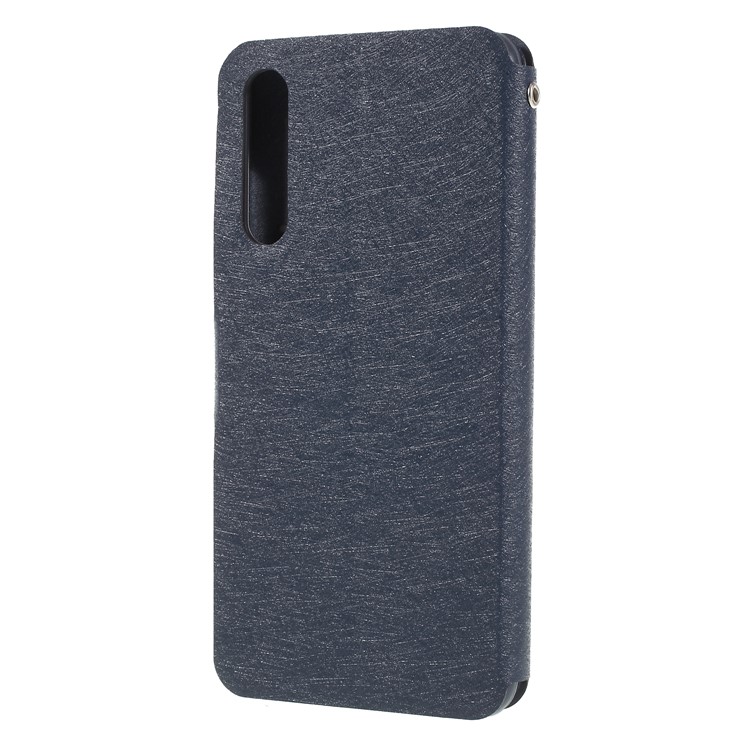 Silk Texture PU Leather Cell Phone Cover with Card Holder for Huawei P20 - Dark Blue-2