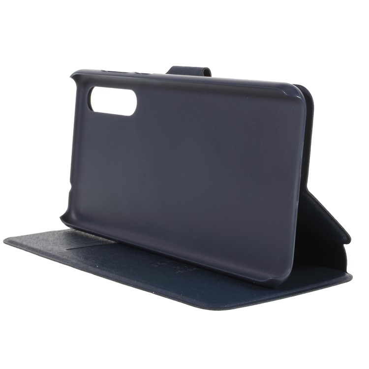 Silk Texture PU Leather Cell Phone Cover with Card Holder for Huawei P20 - Dark Blue-4