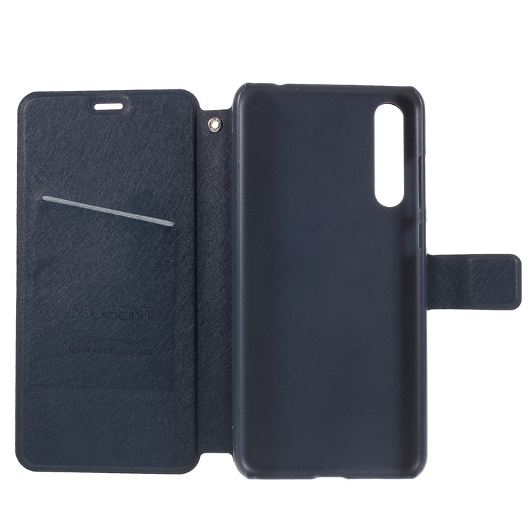 Silk Texture PU Leather Cell Phone Cover with Card Holder for Huawei P20 - Dark Blue-6