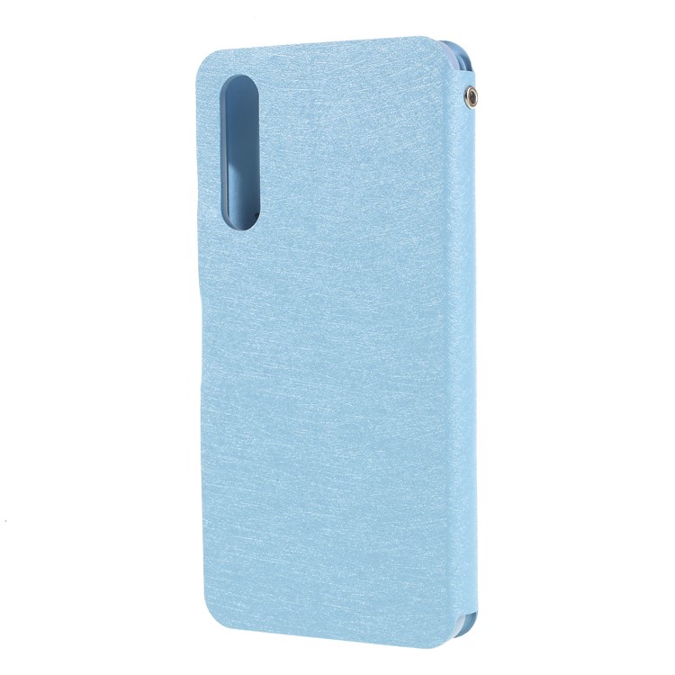 Rhinestone Decoration Silk Texture PU Leather Stand Card Holder Mobile Phone Shell for Huawei P20 - Blue-2
