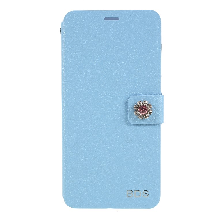Rhinestone Decoration Silk Texture PU Leather Stand Card Holder Mobile Phone Shell for Huawei P20 - Blue-3