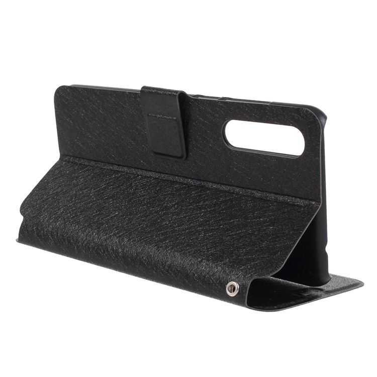 Silk Texture PU Leather Stand Card Holder Casing Cover for Huawei P20 Pro - Black-9