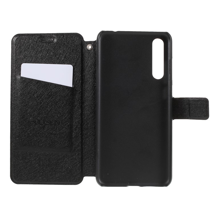 Silk Texture PU Leather Stand Card Holder Casing Cover for Huawei P20 Pro - Black-10