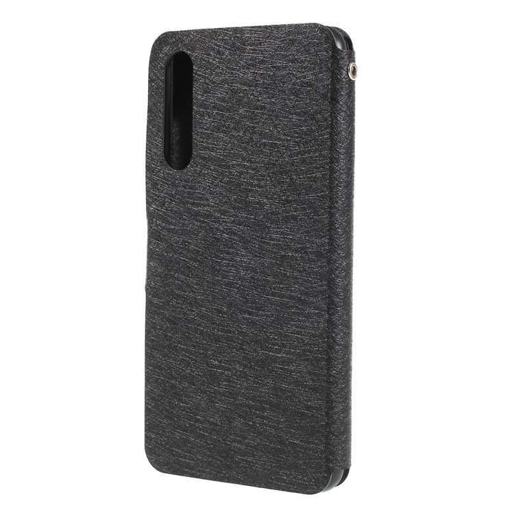 Silk Texture PU Leather Stand Card Holder Casing Cover for Huawei P20 Pro - Black-2